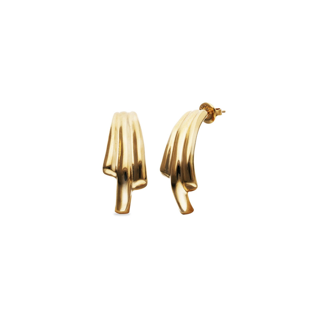18K Gold Plated Elongated Organic Shapes Earrings PEN1071ORO000
