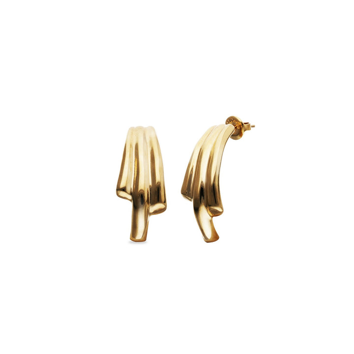 18K Gold Plated Elongated Organic Shapes Earrings PEN1071ORO000