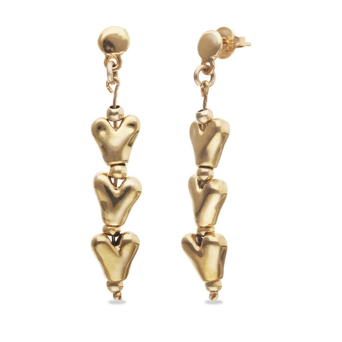18K Gold Plated Heart Shaped Long Earrings PEN1072ORO000