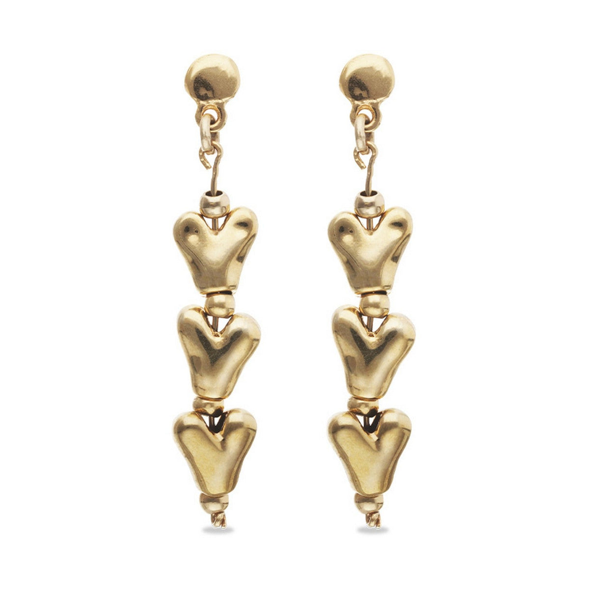 18K Gold Plated Heart Shaped Long Earrings PEN1072ORO000