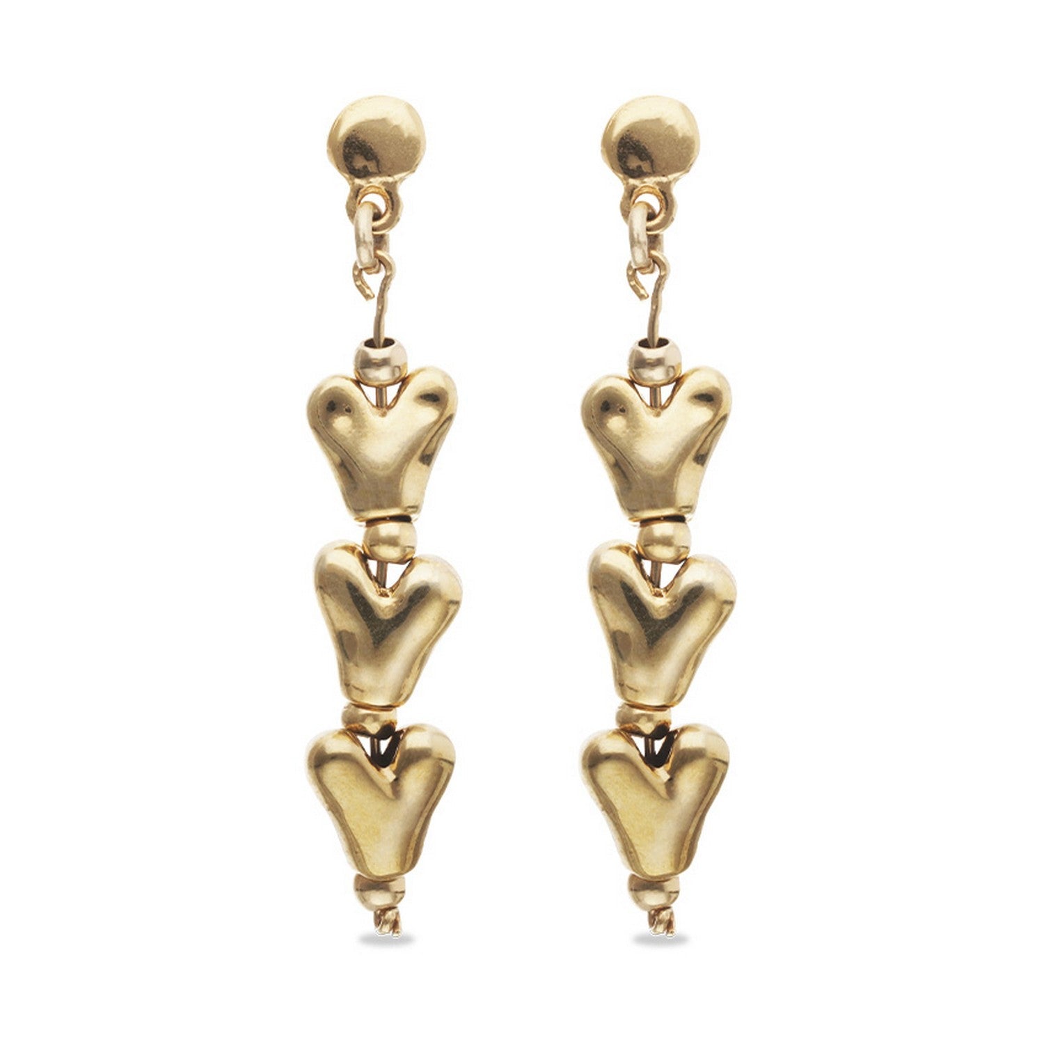 18K Gold Plated Heart Shaped Long Earrings PEN1072ORO000