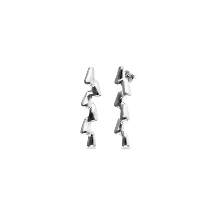 Sterling Silver Plated Elongated Zigzag Earrings PEN1074MTL000