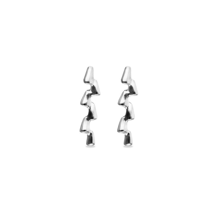 Sterling Silver Plated Elongated Zigzag Earrings PEN1074MTL000