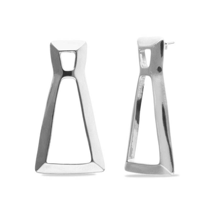 Sterling Silver Plated Triangular Earrings PEN1075MTL000
