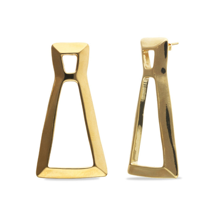 18K Gold Plated Triangular Earrings PEN1075ORO000