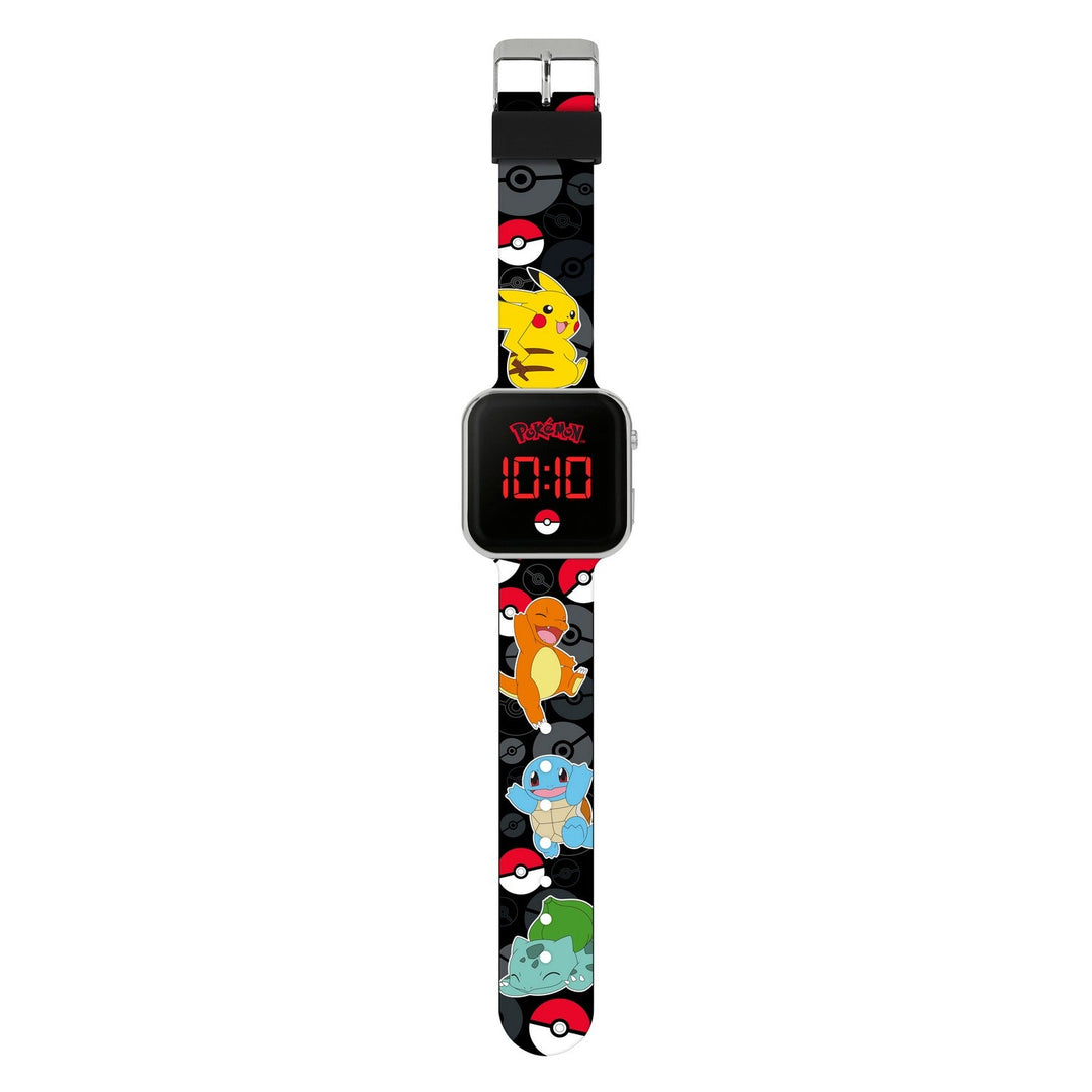 Kids Film And Cartoon Pokemon Black Printed Strap Led Orange Watch POK4322ARG