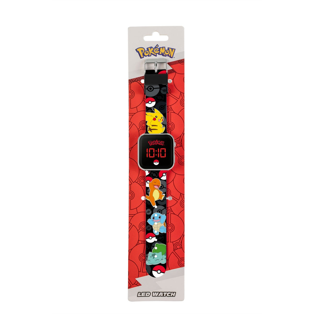 Kids Film And Cartoon Pokemon Black Printed Strap Led Orange Watch POK4322ARG
