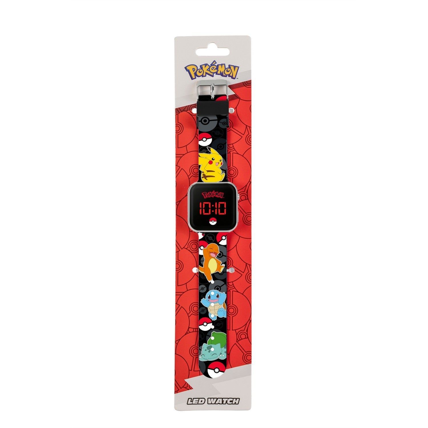 Kids Film And Cartoon Pokemon Black Printed Strap Led Orange Watch POK4322ARG