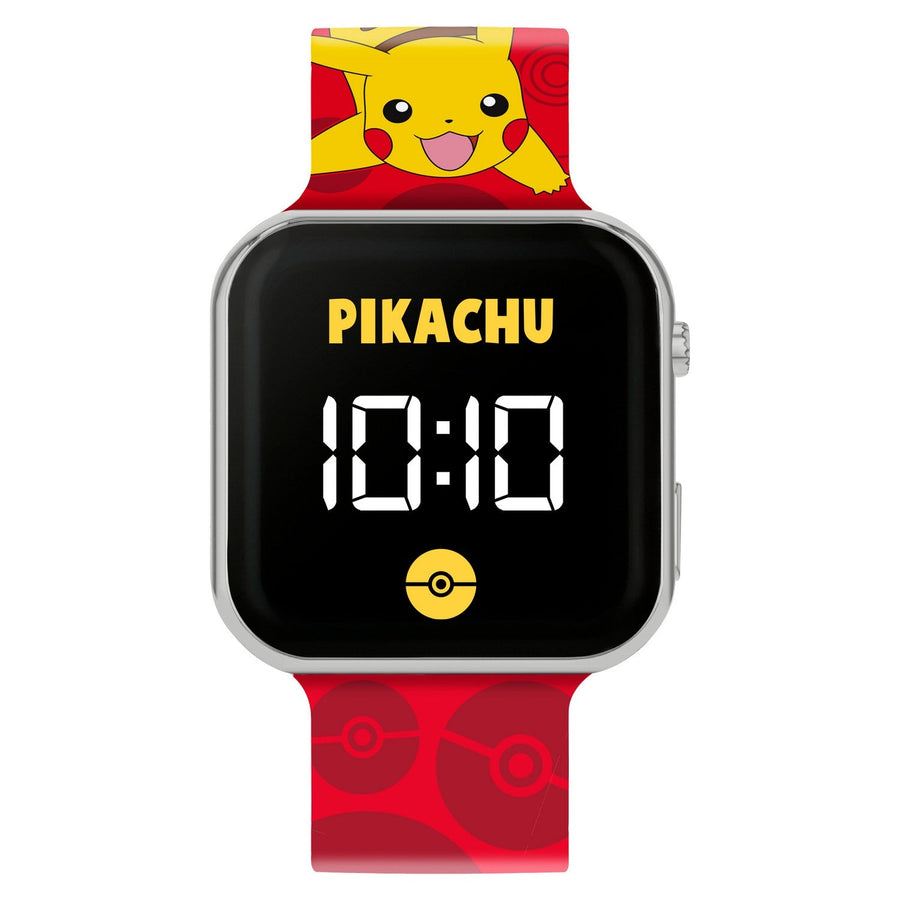 Kids Film Cartoon Pokemon Red Printed Strap Led Orange Watch POK4405