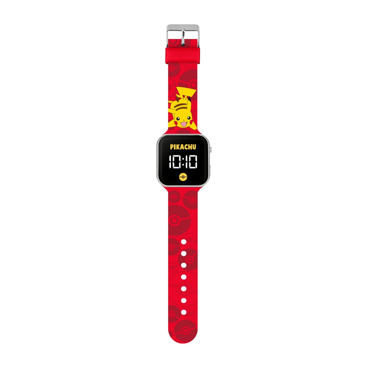 Kids Film And Cartoon Pokemon Red Printed Strap Led Orange Watch POK4405