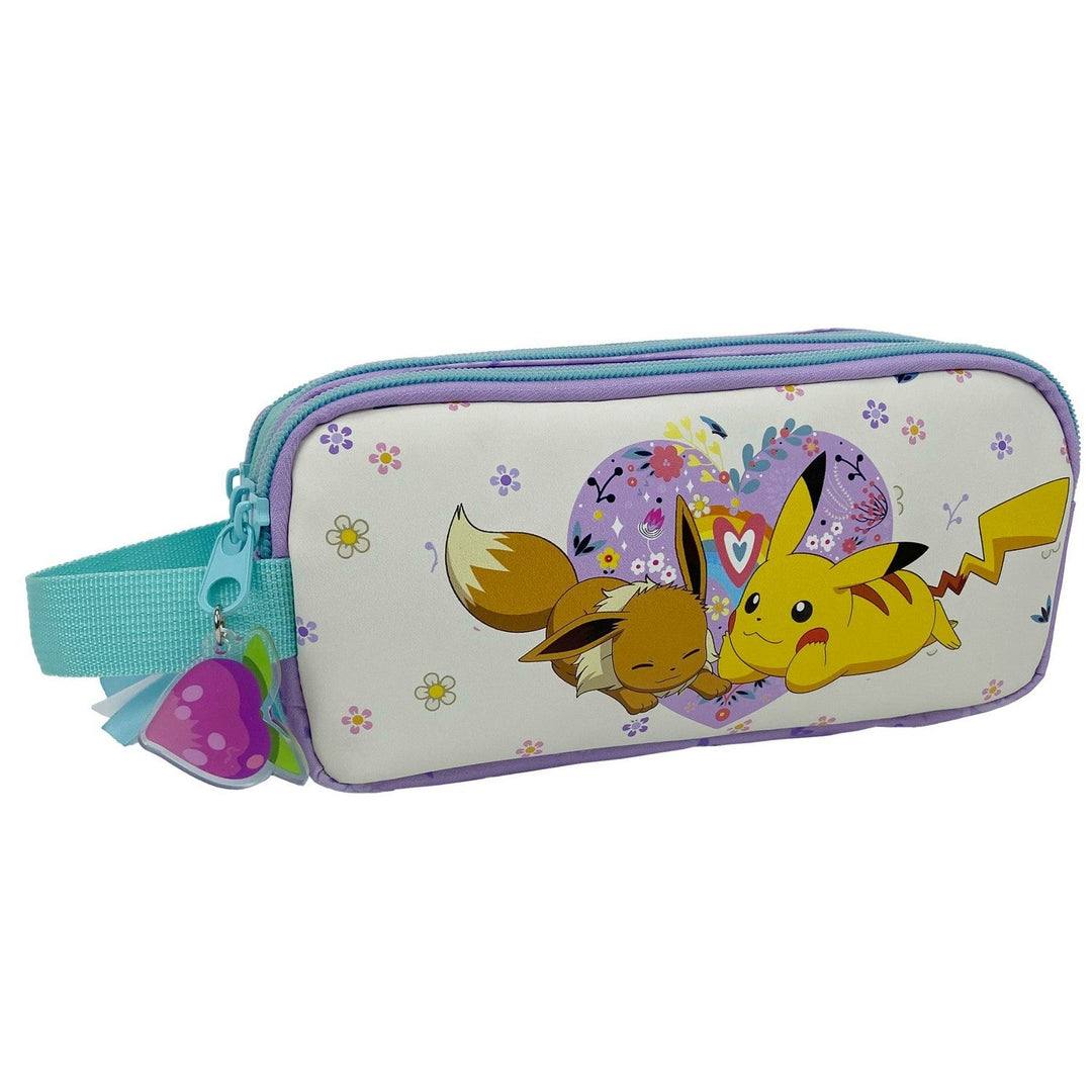 Kids Film And Cartoon Pokemon Pokémon Triple Pencil Case With 3 Compartments Flowers Collection PT20-04PK