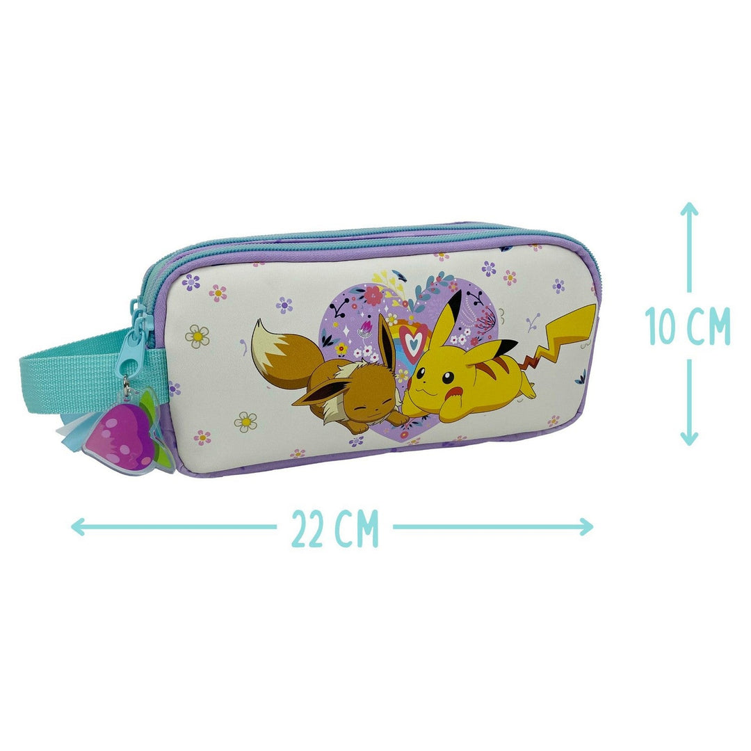 Kids Film And Cartoon Pokemon Pokémon Triple Pencil Case With 3 Compartments Flowers Collection PT20-04PK