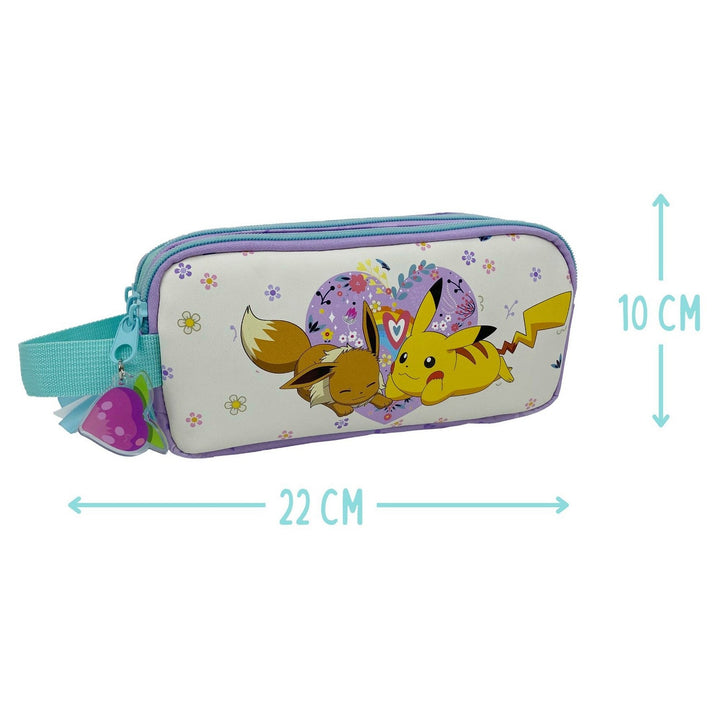 Kids Film And Cartoon Pokemon Pokémon Triple Pencil Case With 3 Compartments Flowers Collection PT20-04PK