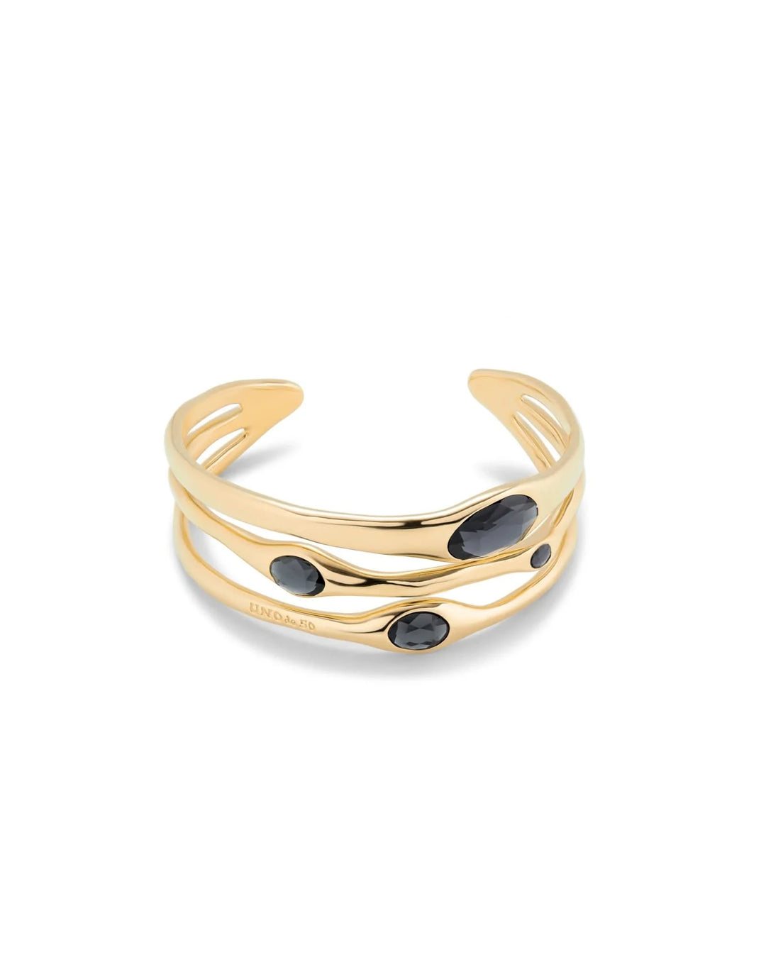 Sunshine 18k Gold-Plated Rigid Black Faceted Crystal Bangle PUL2441NGRORO0M