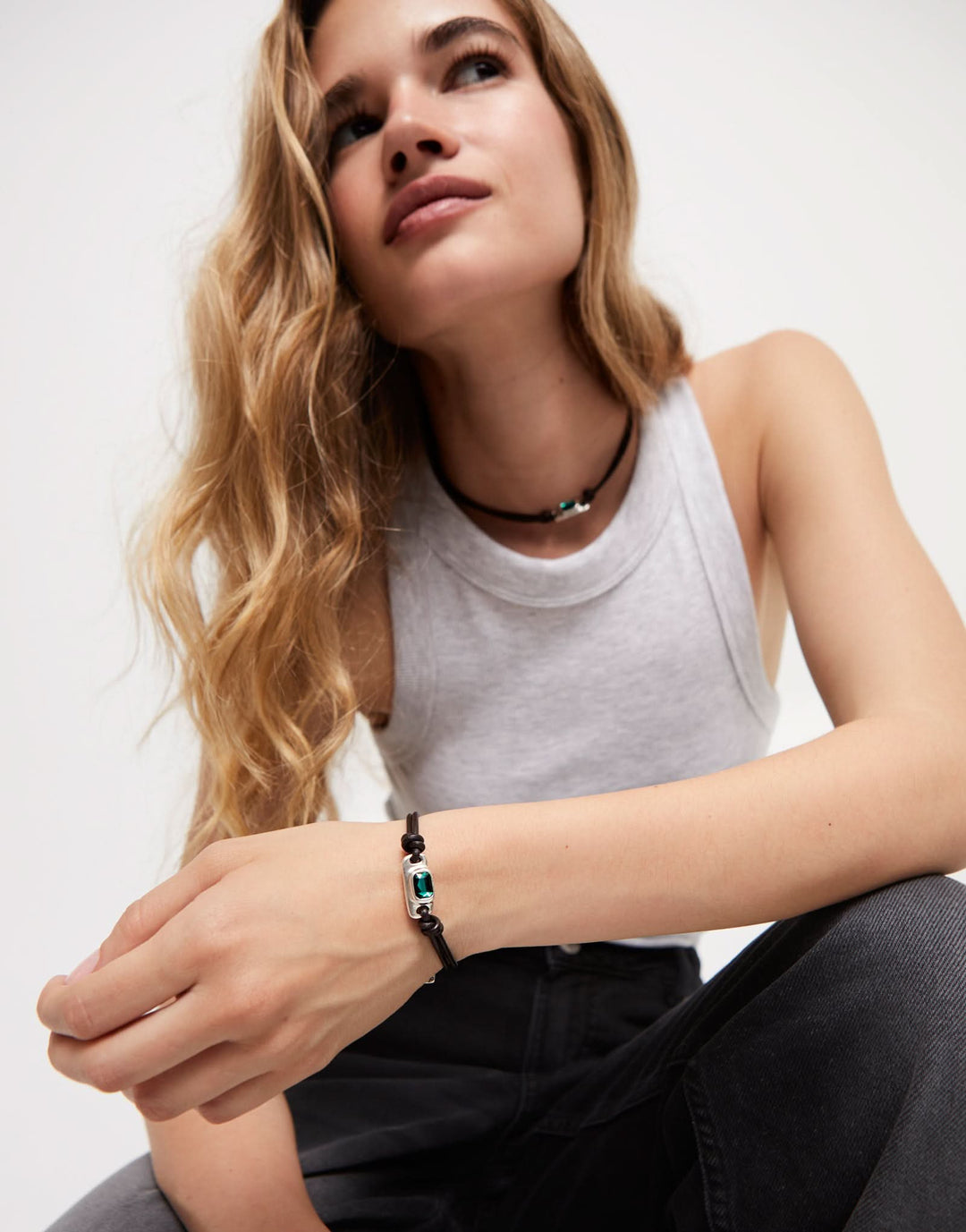 Sterling Silver Plated Ser Magnetica Green Bracelet PUL2480VRDMTL0