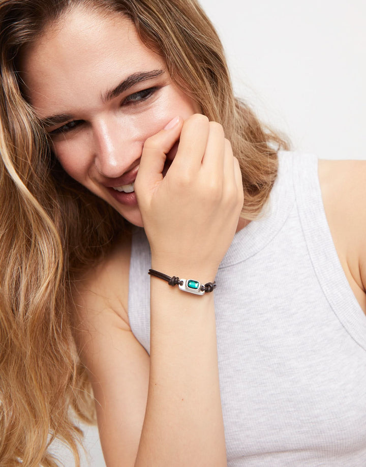 Sterling Silver Plated Ser Magnetica Green Bracelet PUL2480VRDMTL0