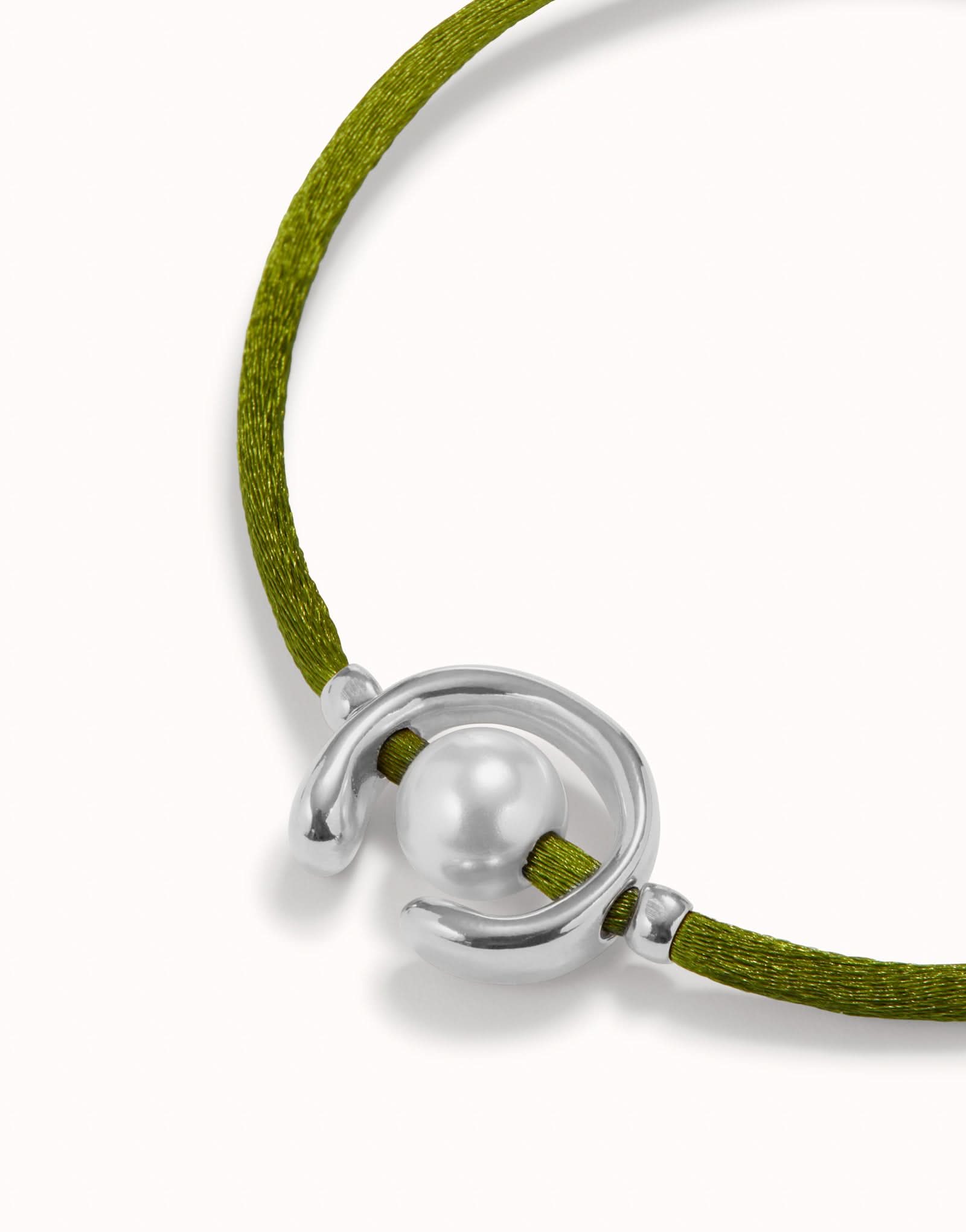Sterling Silver Plated Ser Diferente Green Bracelet PUL2505VDOMTL0M