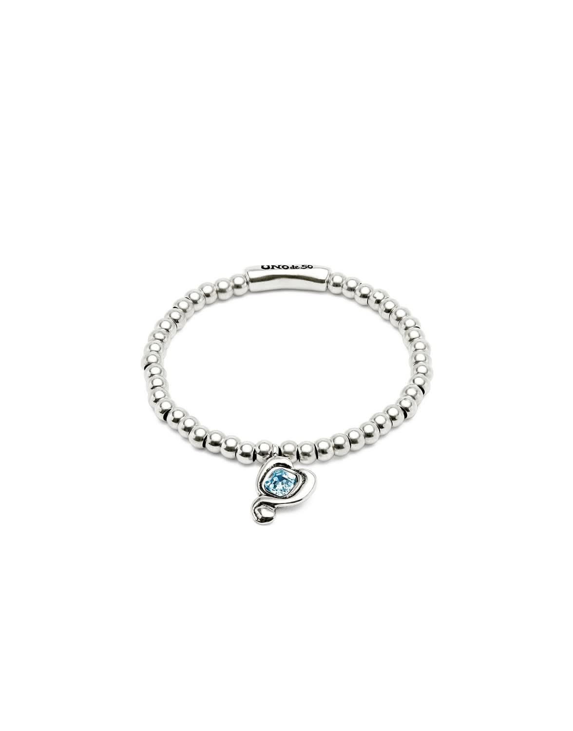 Elegant Sterling Silver Plated Ser Expresiva Blue Bracelet PUL2514AZCMTL0 showcasing a heart design and vibrant blue crystal accents.