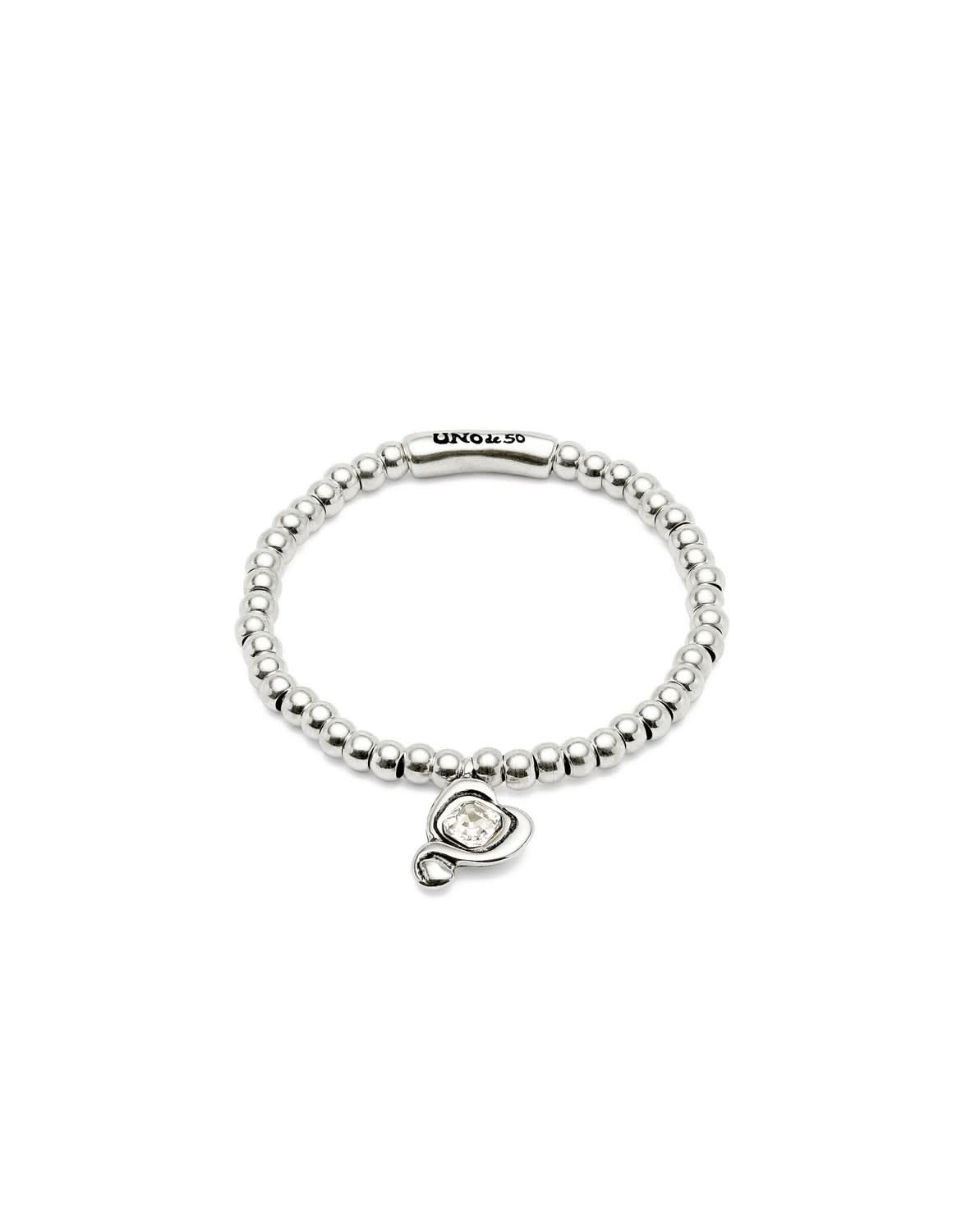 Sterling Silver Plated Ser Expresiva White Bracelet PUL2514CRSMTL0 - Elegant bracelet featuring sterling silver plating, heart charm and white crystal accents for a luxurious touch.
