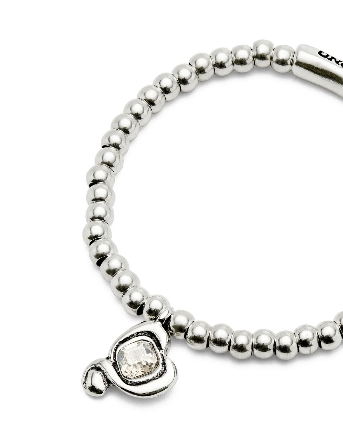 Sterling Silver Plated Ser Expresiva White Bracelet PUL2514CRSMTL0 - Elegant bracelet featuring sterling silver plating, heart charm and white crystal accents for a luxurious touch.
