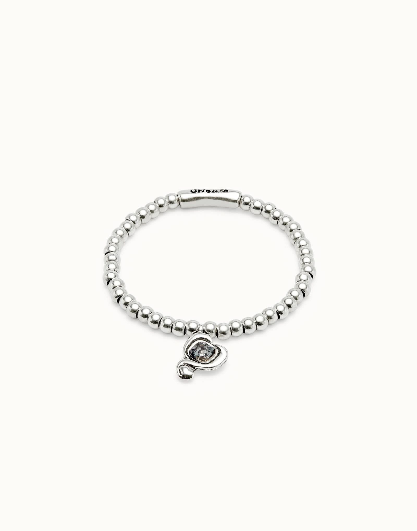 Luxurious Sterling Silver Plated Ser Expresiva Black Bracelet PUL2514NGRMTL0 showcasing a unique design with heart and black crystal accents.