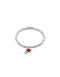 Sterling Silver Plated Ser Expresiva Red Bracelet PUL2514ROJMTL0 showcasing a vibrant red crystal heart, emphasizing luxury and individuality in jewelry.