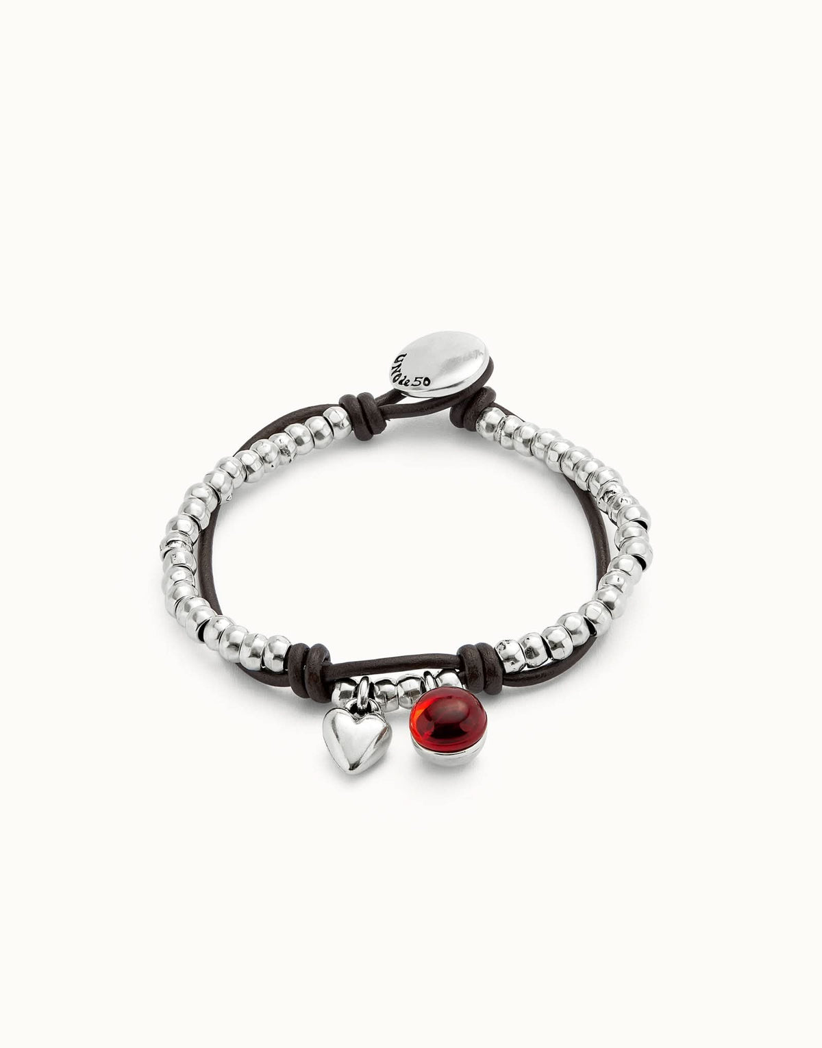 Sterling Silver Plated Ser Fascinante Red Bracelet PUL2527ROJMTL0 - Elegant luxury bracelet featuring red Murano glass and sterling silver plating.