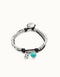 Elegant Sterling Silver Plated Ser Fascinante Turquoise Bracelet PUL2530TURMTL0, showcasing turquoise Murano glass and leather details, a stunning addition to any luxury jewelry collection.