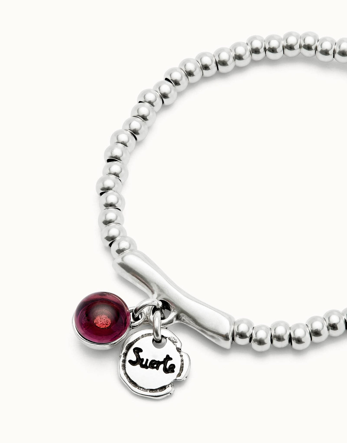 Artisan-crafted Sterling Silver Plated Ser Fascinante Purple Bracelet PUL2536MORMTL0 featuring enchanting Murano glass elements, designed to captivate.