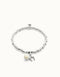 Elegant close-up of the Sterling Silver Plated Ser Fascinante White Bracelet PUL2537MFLMTL0, showcasing the exquisite craftsmanship and shimmering murano glass detail. Ideal luxury bracelet for distinctive style.