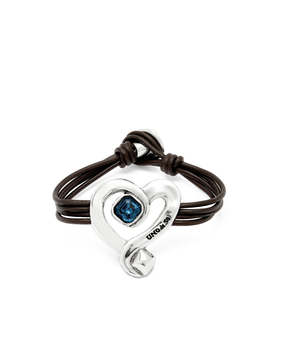 Elegant Sterling Silver Plated Ser Expresiva Blue Bracelet PUL2542AZOMTL0 showcasing a leather design and striking blue crystals, perfect for luxury jewelry lovers.