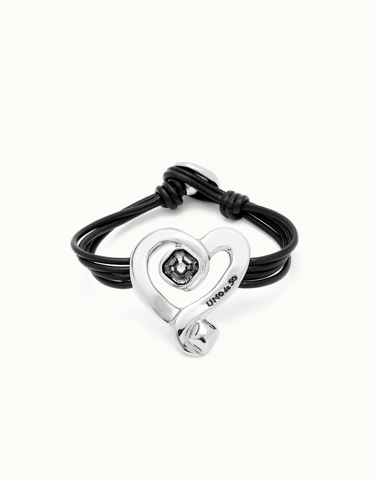 Elegant Sterling Silver Plated Ser Expresiva Black Bracelet PUL2542NGRMTL0 featuring a striking design with black crystals, perfect for expressing individuality.