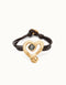 Elegant 18k Gold Sterling Silver Plated Ser Expresiva Black Bracelet features a heart design and black crystal, perfect for expressing individuality.