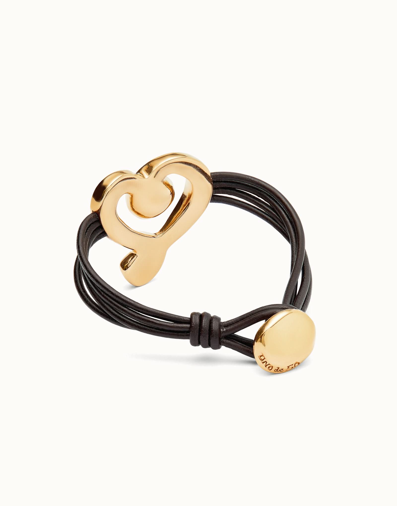 Elegant 18k Gold Sterling Silver Plated Ser Expresiva Black Bracelet features a heart design and black crystal, perfect for expressing individuality.
