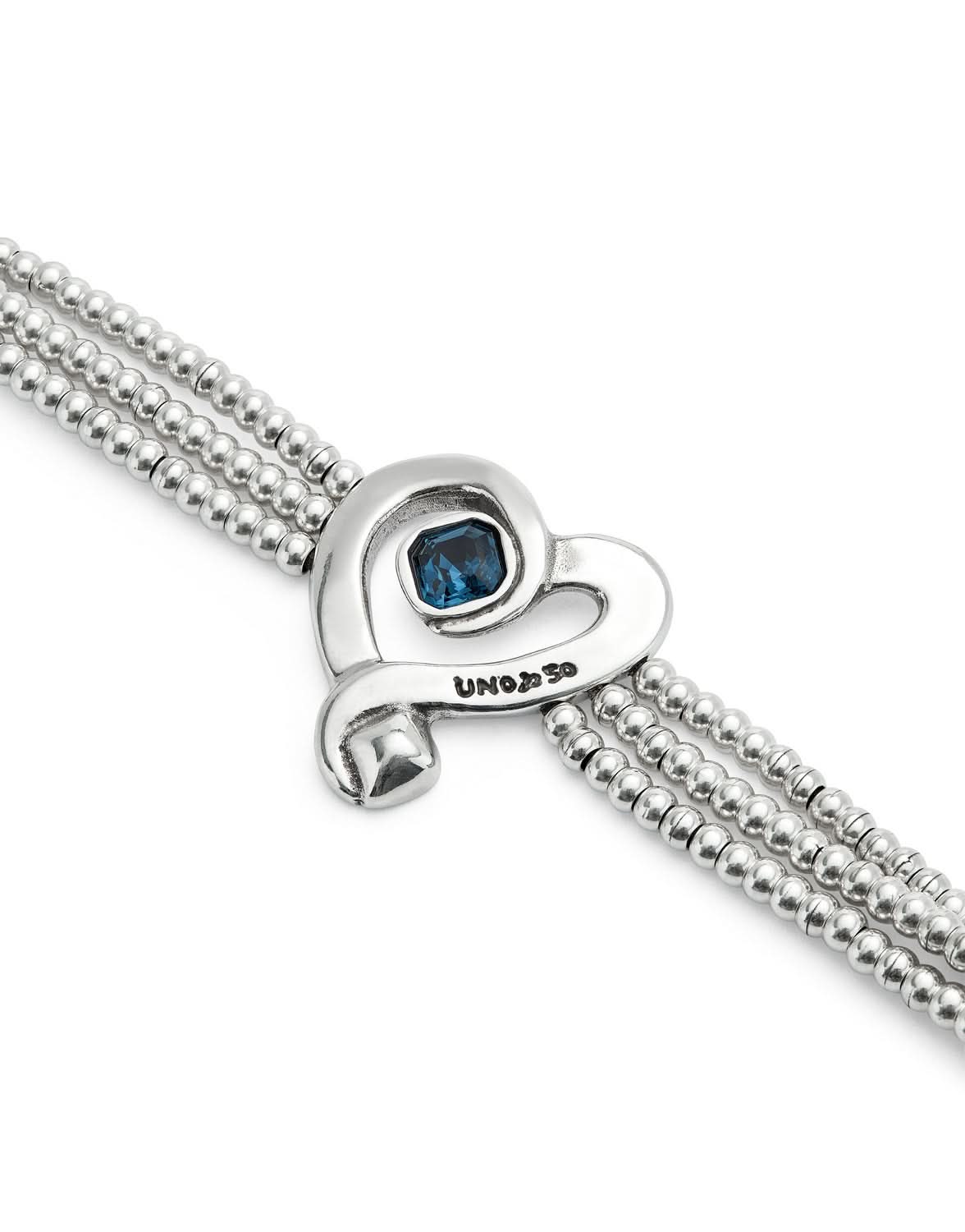 Sterling Silver Plated Ser Expresiva Blue Bracelet PUL2543AZOMTL0 featuring a stunning heart design and vibrant blue crystals, an elegant accessory for statement lovers.
