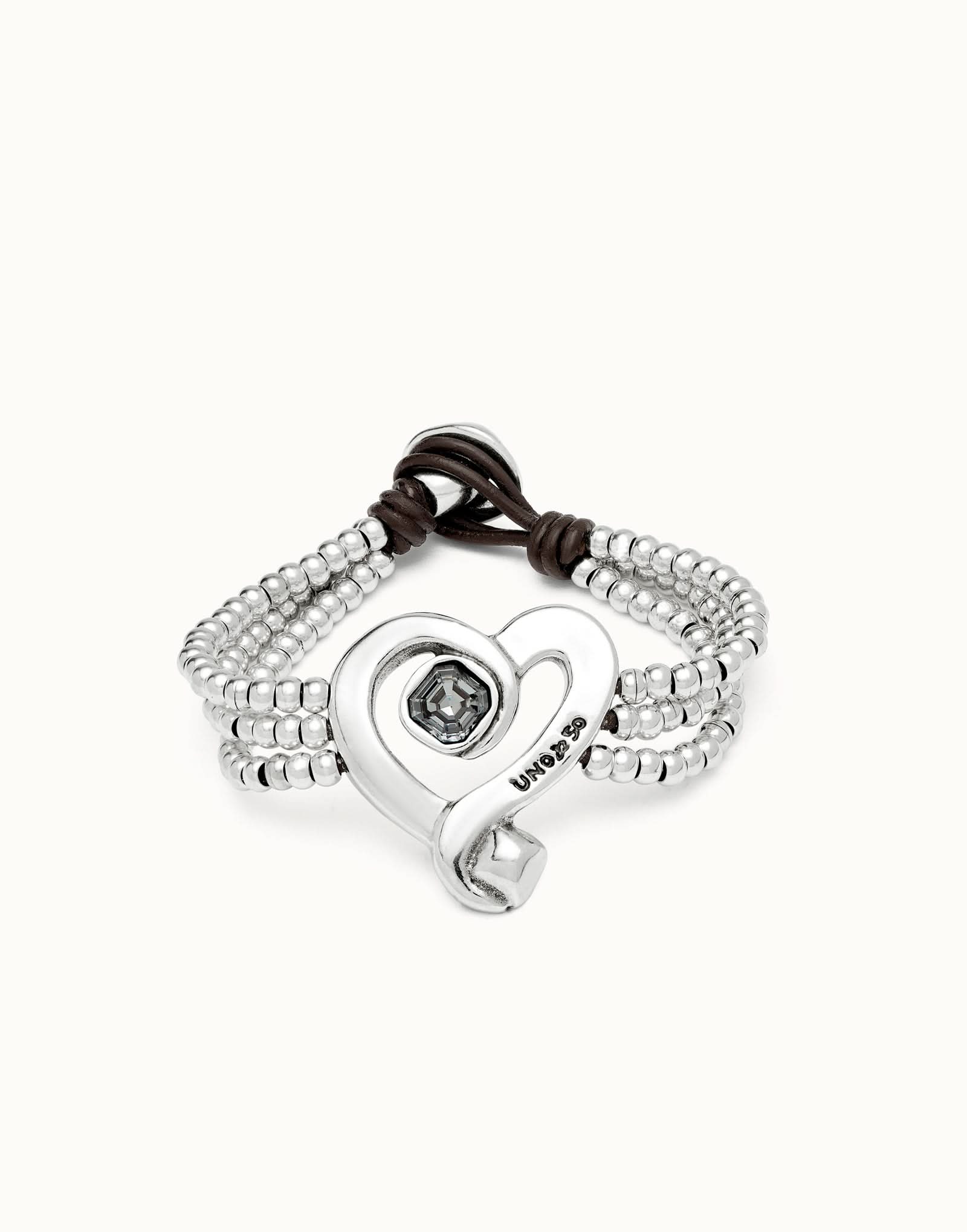 Sterling Silver Plated Ser Expresiva Black Bracelet, a luxurious bracelet featuring a unique design with sterling silver-plated heart and black crystal accents.