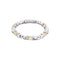Metal Alloy Sterling Silver Plated And Ivory Beaded Stretch Bracelet PUL2585MFLMTL