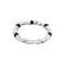 Metal Alloy Sterling Silver Plated And Black Murano Glass Beaded Stretch Bracelet PUL2585NGRMTL