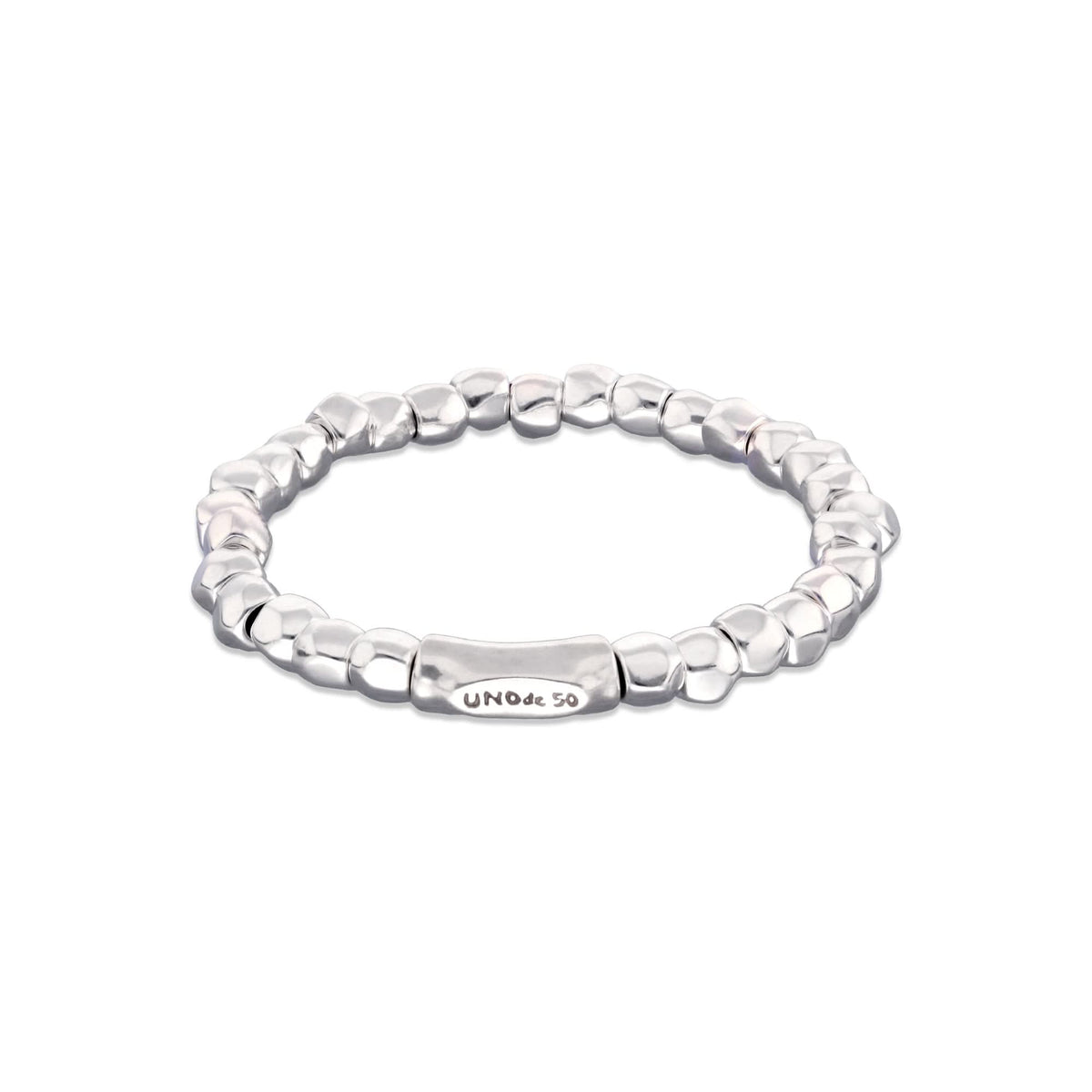 Metal Alloy Sterling Silver Plated Beaded Stretch Bracelet PUL2591MTL000