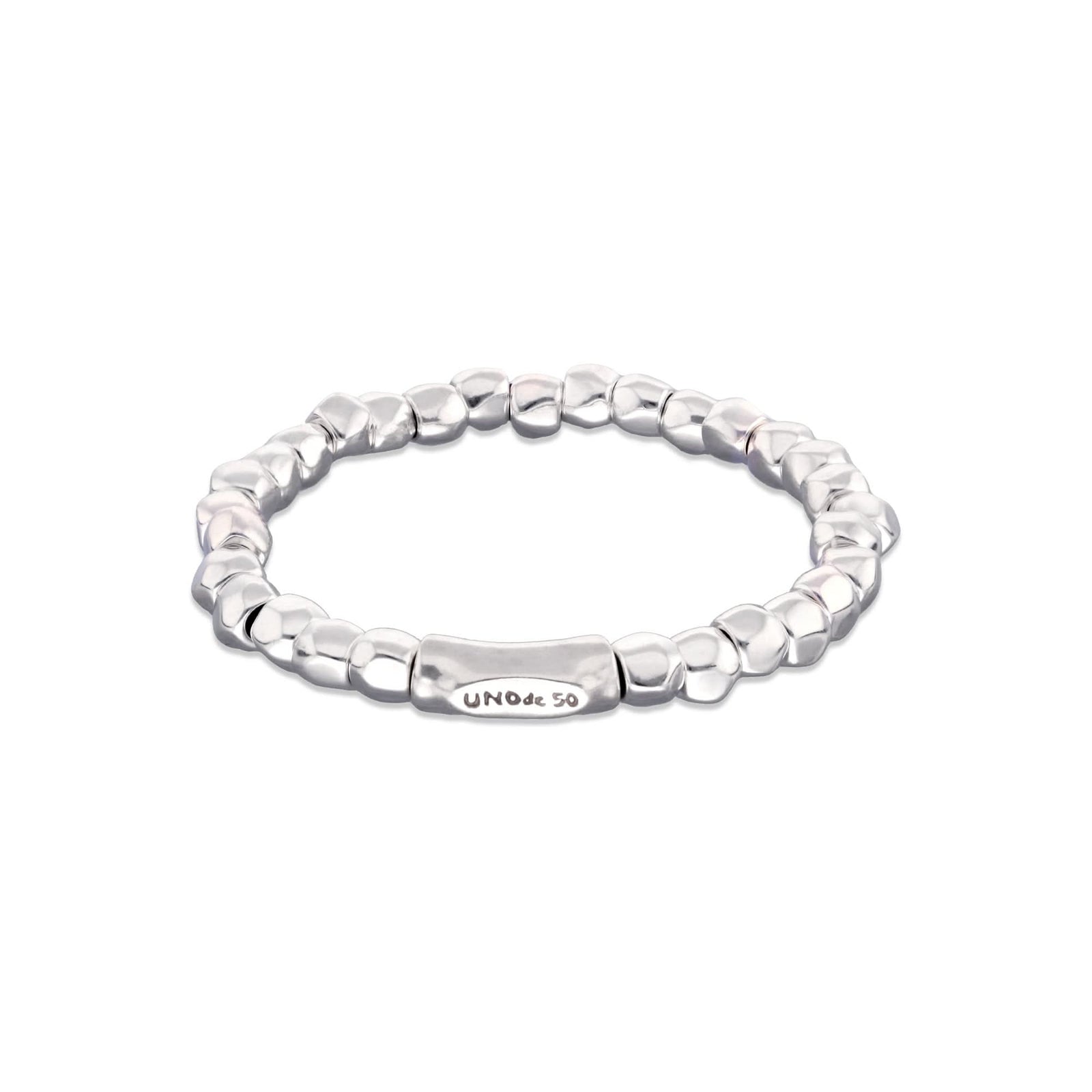 Metal Alloy Sterling Silver Plated Beaded Stretch Bracelet PUL2591MTL000