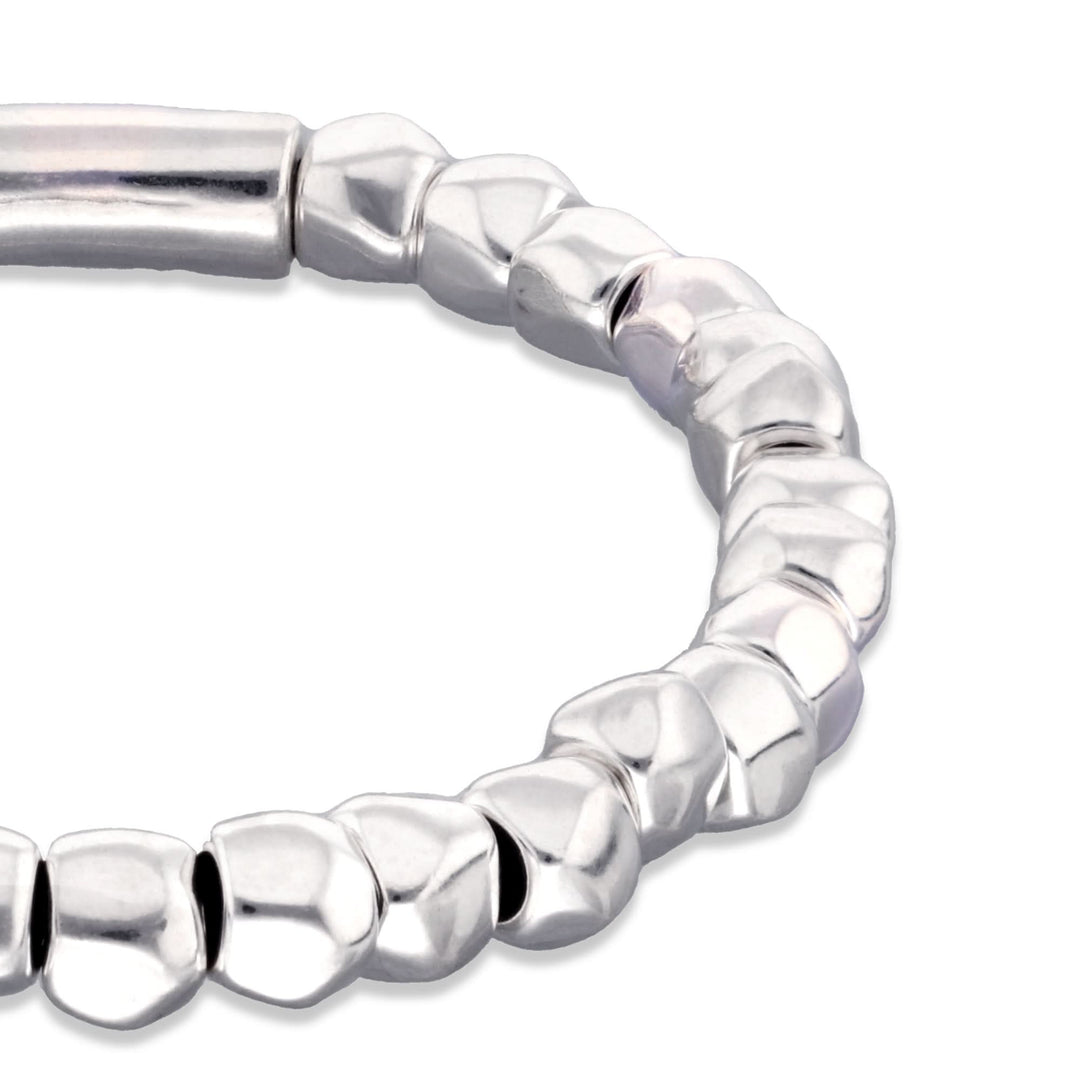 Metal Alloy Sterling Silver Plated Beaded Stretch Bracelet PUL2591MTL000