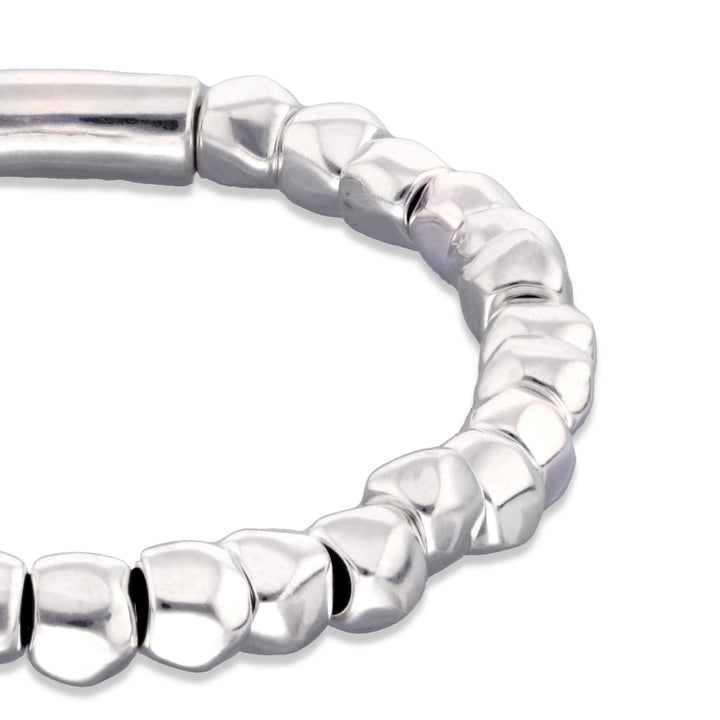 Metal Alloy Sterling Silver Plated Beaded Stretch Bracelet PUL2591MTL000