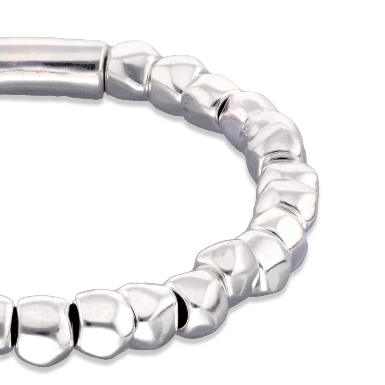 Metal Alloy Sterling Silver Plated Beaded Stretch Bracelet PUL2591MTL000