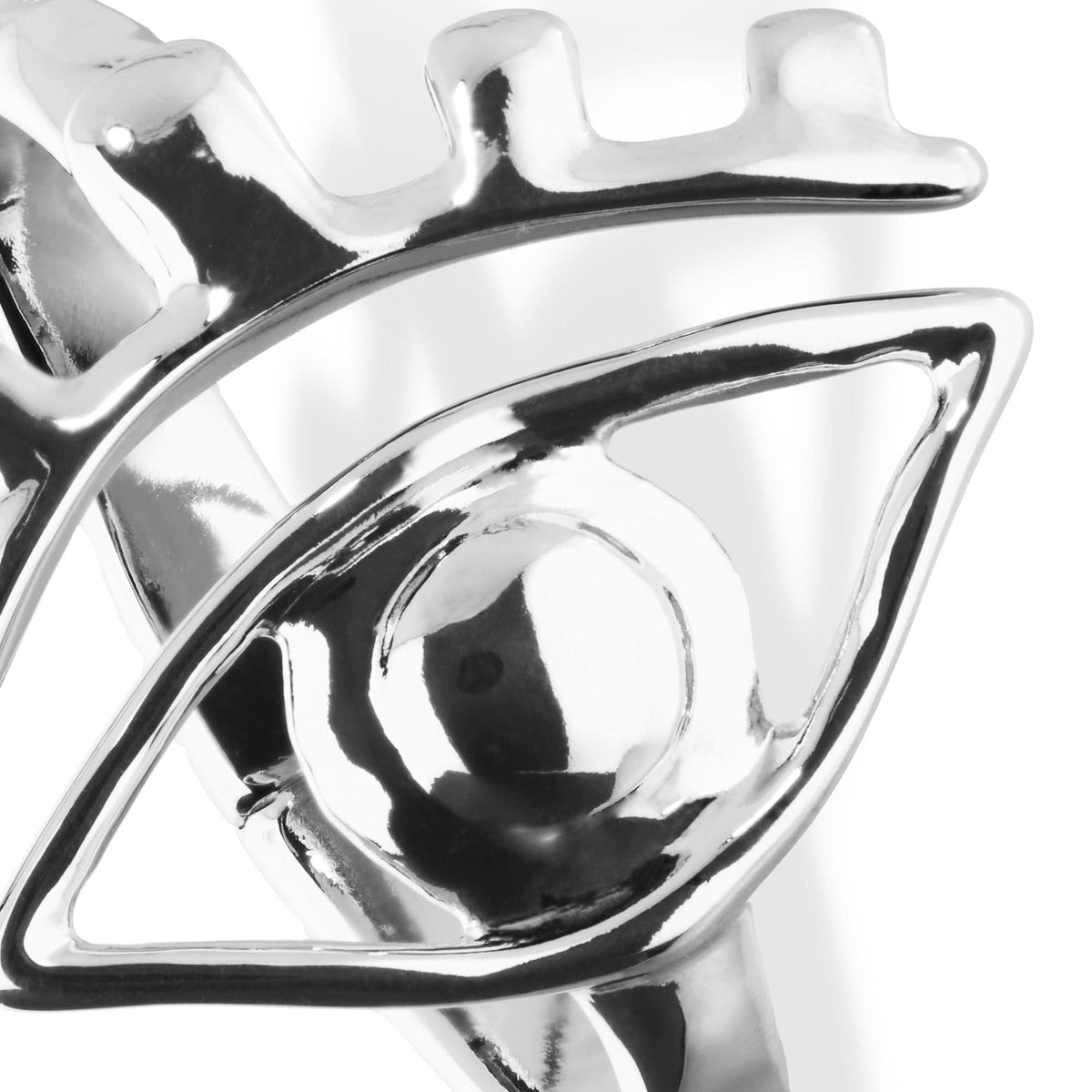 Metal Alloy Rigid Plated Sterling Silver Striking Eye Detail Bangle Bracelet PUL2598MTL000