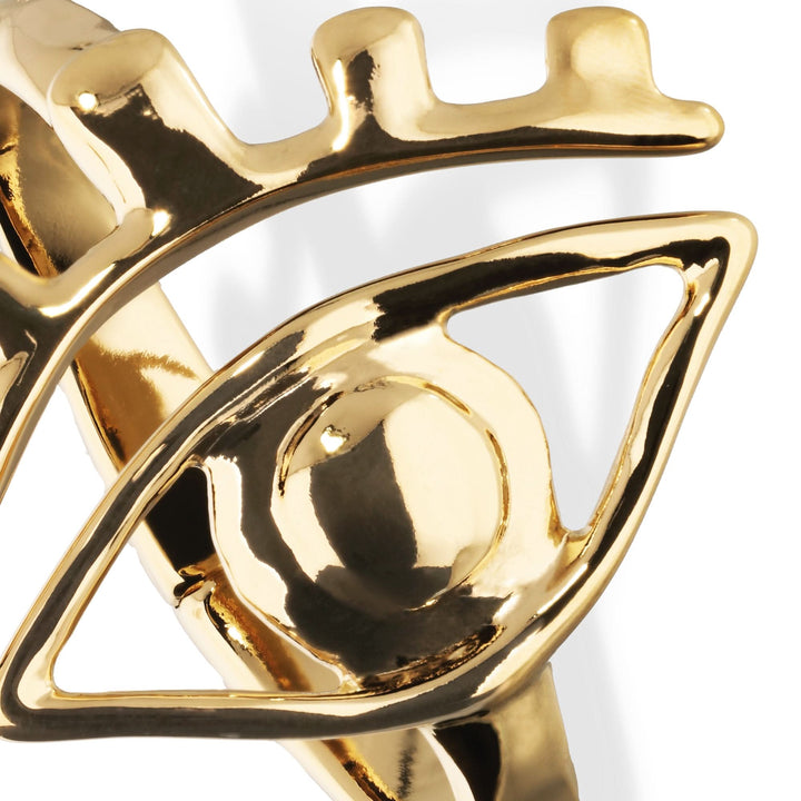 Metal Alloy Rigid Plated Gold 18K Striking Eye Detail Bangle Bracelet PUL2598ORO000