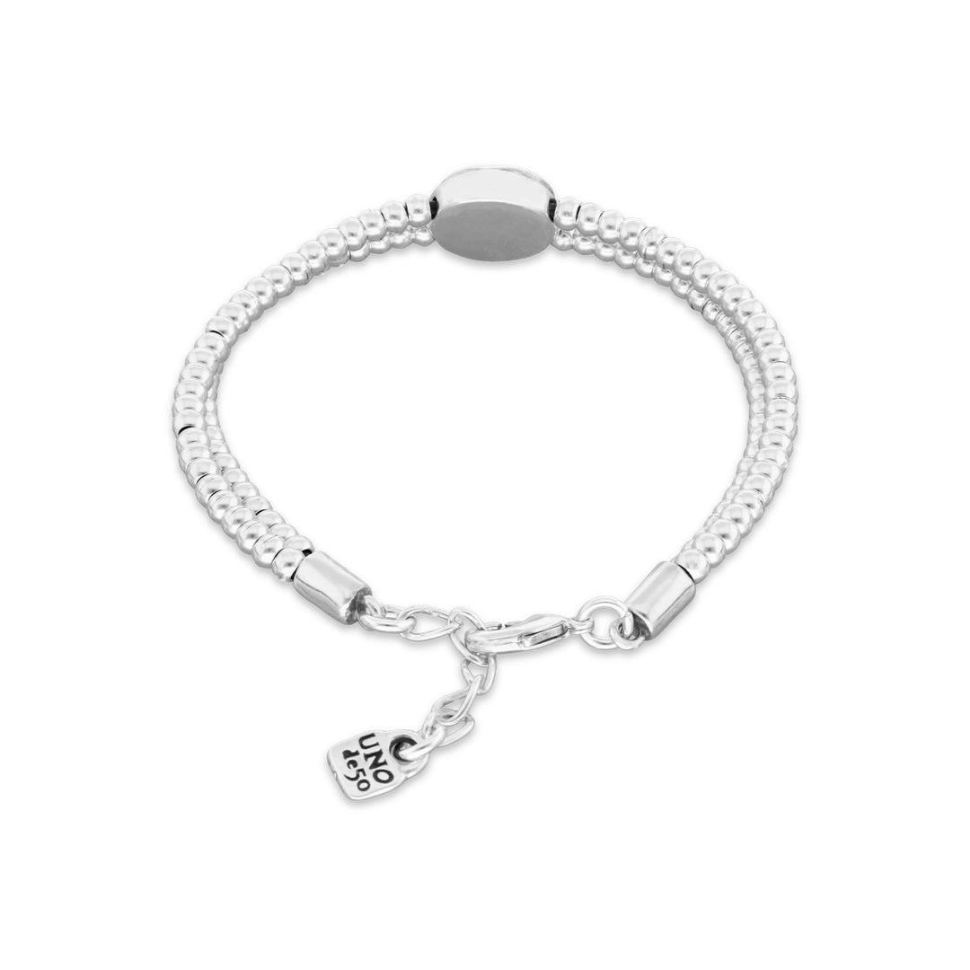 Metal Alloy Double Beaded Sterling Silver Eye Detail Blue Faceted Crystal Bracelet PUL2599AZUMTL0M