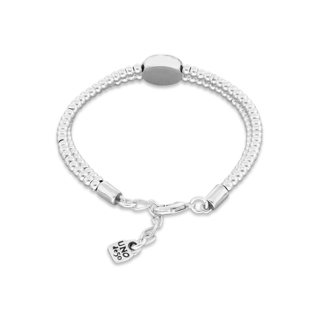 Metal Alloy Double Beaded Sterling Silver Eye Detail Green Faceted Crystal Bracelet PUL2599VRDMTL0M