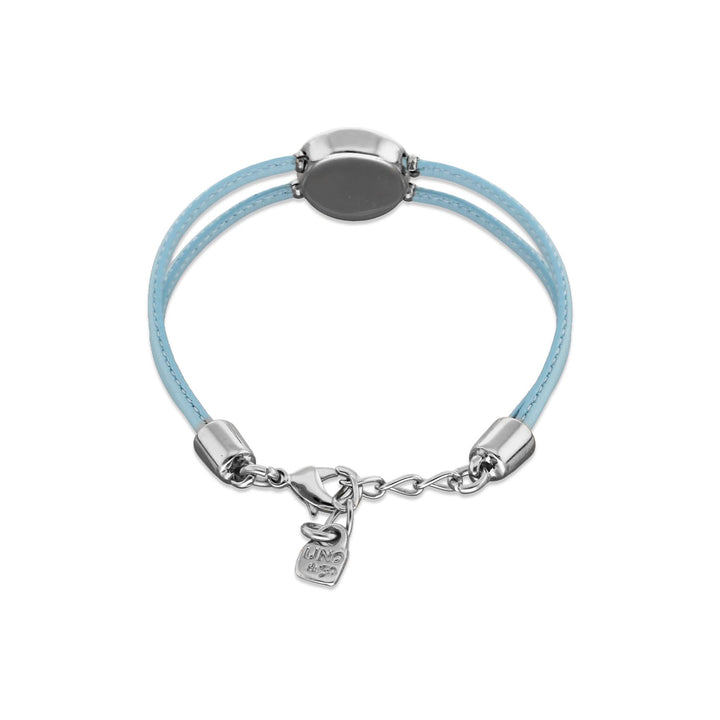 Blue Leather Metal Alloy Eye Detail Pleated Sterling Silver Crystal Bracelet PUL2601AZCMTL0M