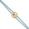 Double Blue Leather Metal Alloy Eye Detail Pleated Gold 18K Crystal Bracelet PUL2601AZCORO0M