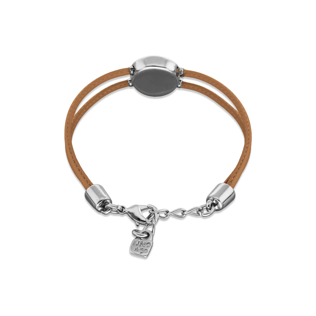 Double Cream Leather Metal Alloy Eye Detail Pleated Sterling Silver Crystal Bracelet PUL2601CREMTL0M